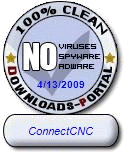 ConnectCNC 100% Clean Certified by Downloads-Portal
